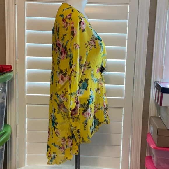 Polly & Esther Yellow Floral Sheer Cardigan - Picture 3 of 9